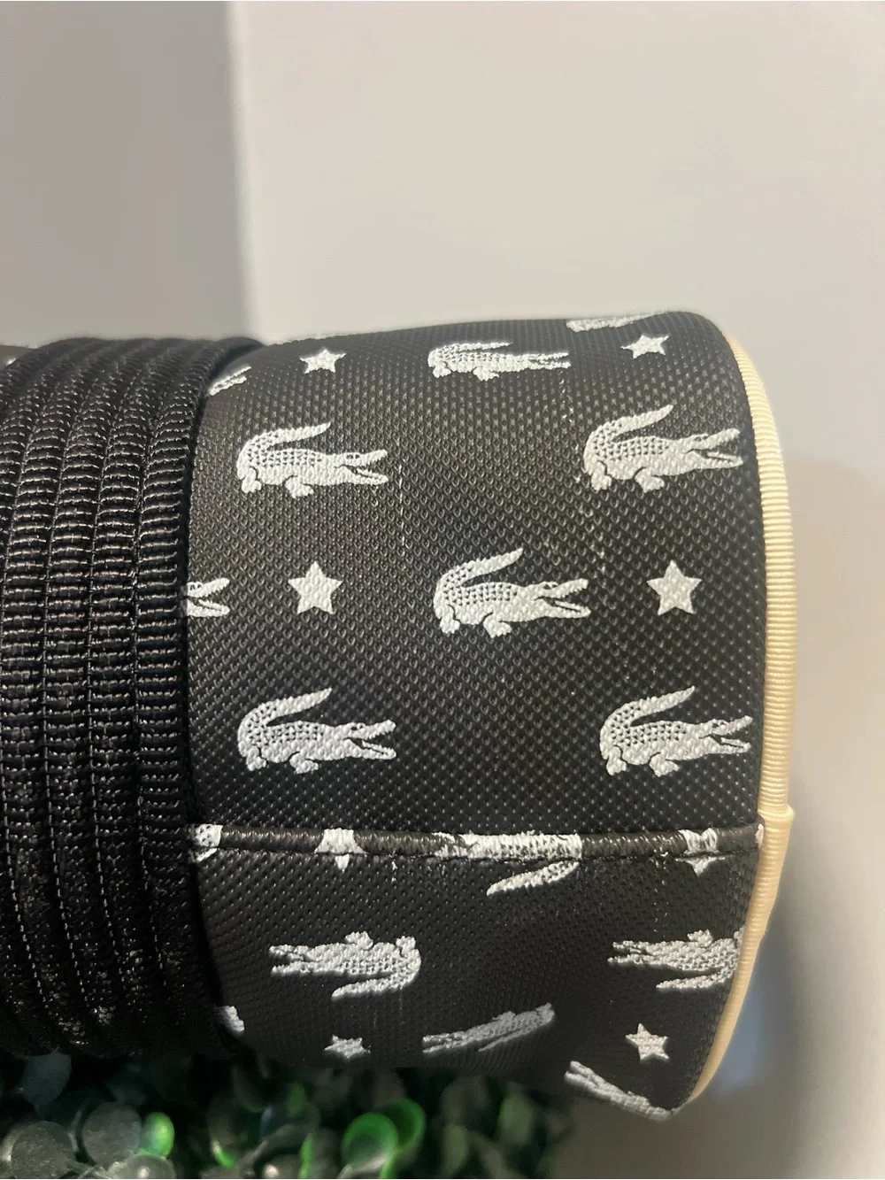 Not for sale Lacoste Black Toiletry Barrel Bag with White Logo Print - Picture 4 of 11